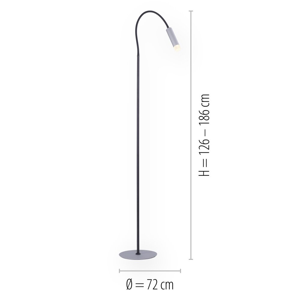 Lampadaire Paul Neuhaus PURE-GEMIN LED Aluminium, Noir, 1 lumière