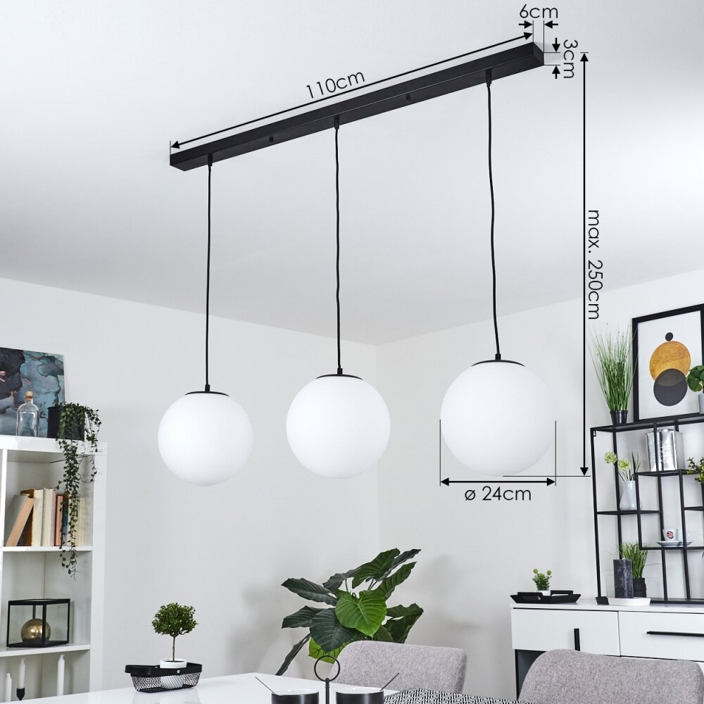 Suspension Karhia Noir, 3 lumières