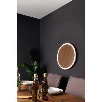 Applique murale Luce Design MOON LED Brun, Couleur bois, Noir, 1 lumière
