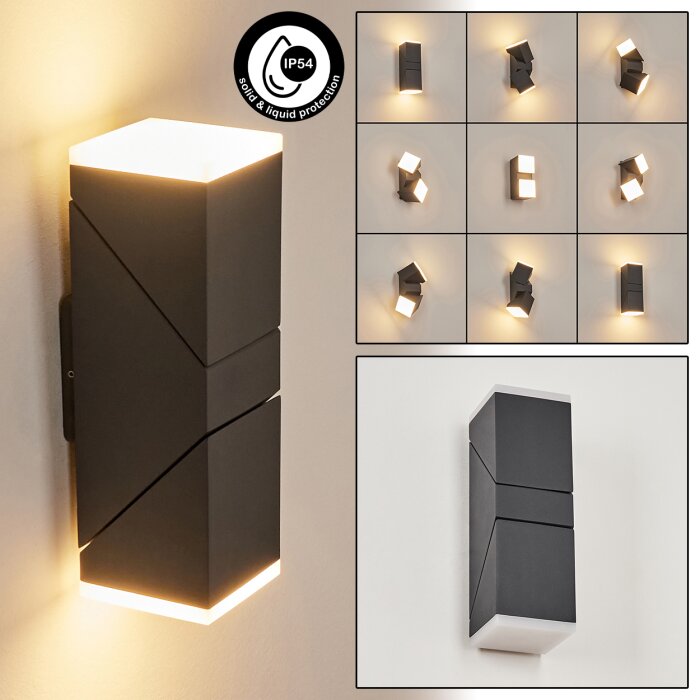 Applique murale d'extérieur Toogong LED Anthracite, 2 lumières Applique murale d'extérieur Toogong LED Anthracite, 2 lumières