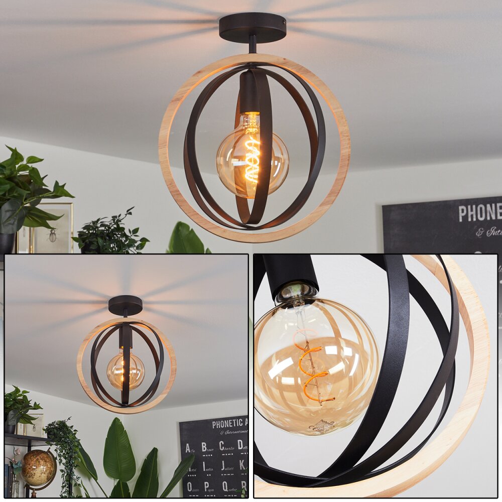 Plafonnier Kintore Bois clair, Noir, 1 lumière main product photo