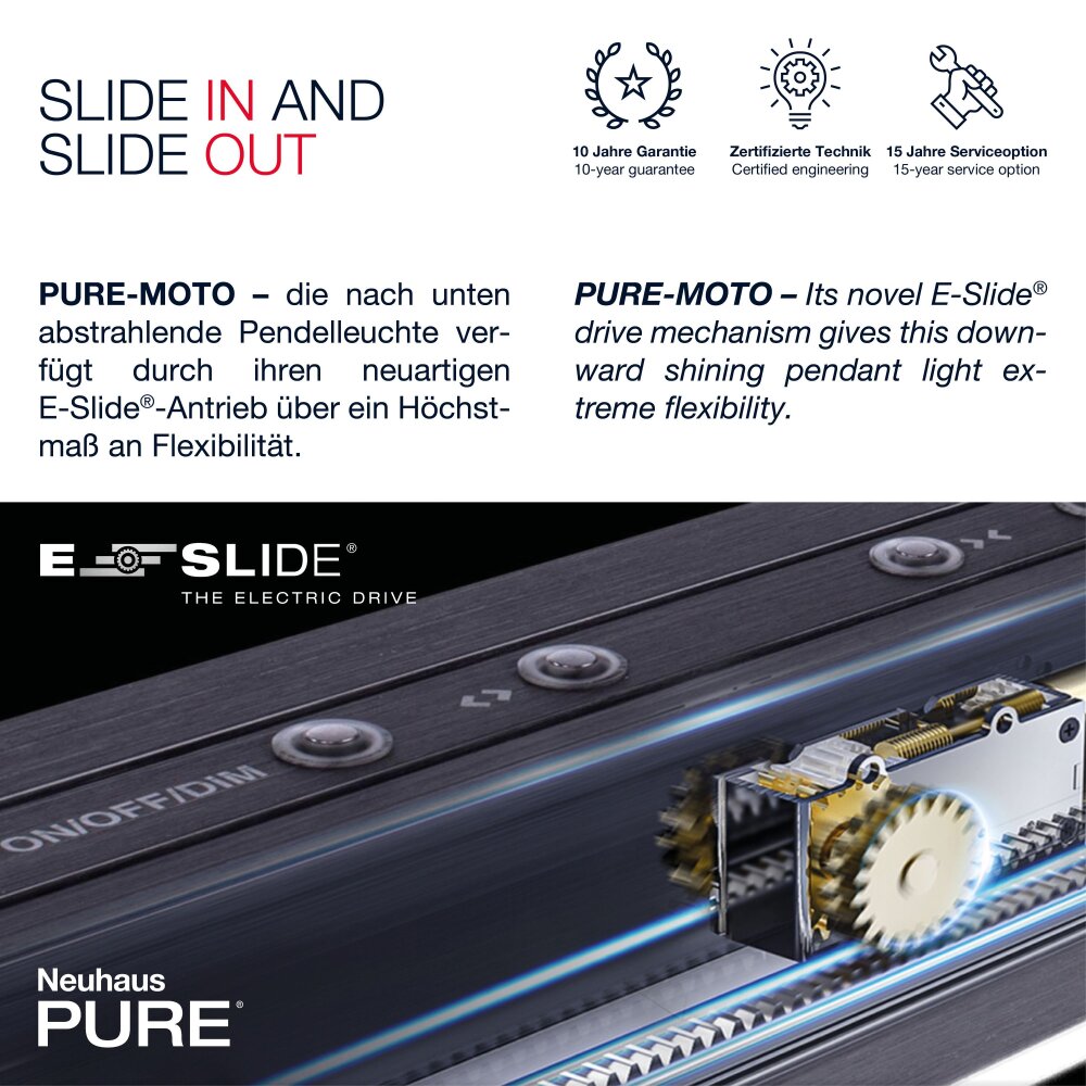 Suspension Paul Neuhaus PURE-MOTO LED Laiton, 3 lumières, Télécommandes