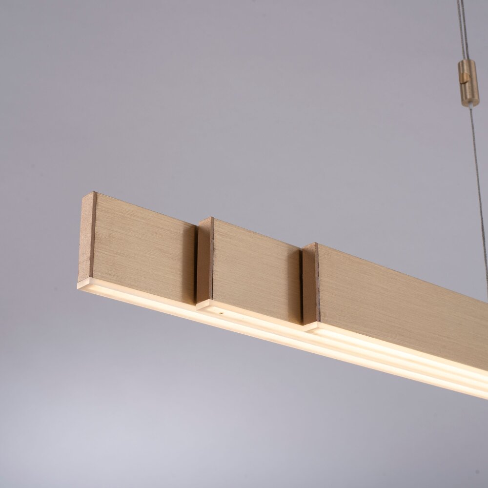 Suspension Paul Neuhaus PURE-MOTO LED Laiton, 3 lumières, Télécommandes