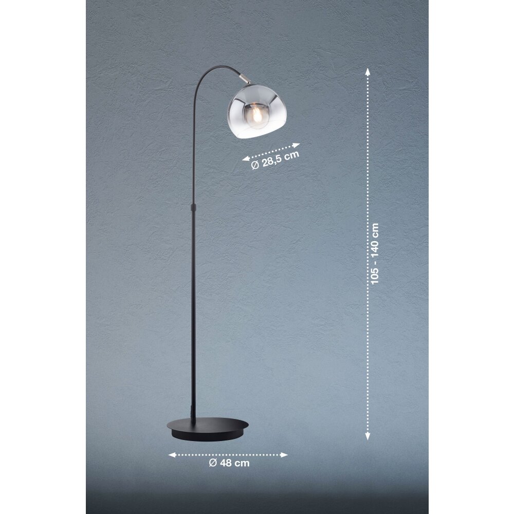 Lampadaire Fischer & Honsel Amos Noir, 1 lumière