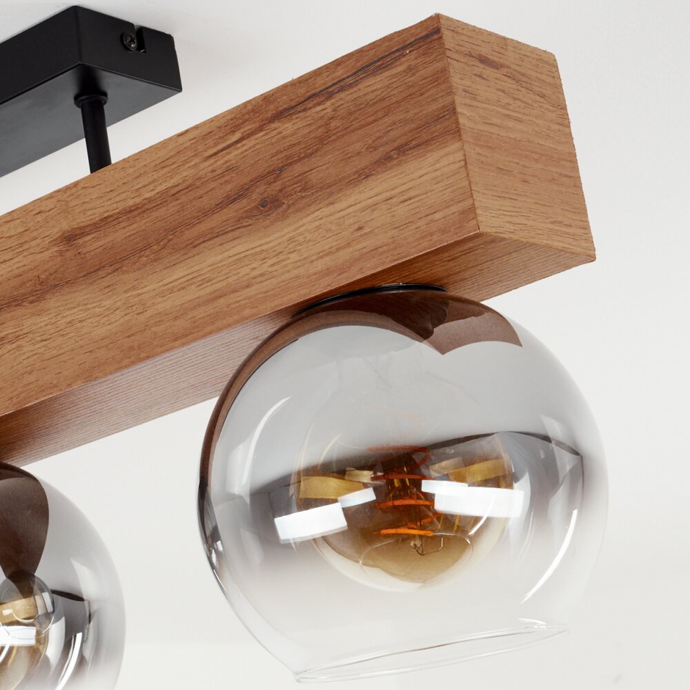 Plafonnier  Vouhet Brun, Couleur bois, Noir, 4 lumières