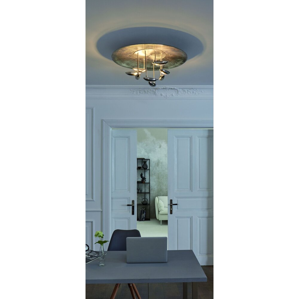 Plafonnier Fischer & Honsel Pau LED Aluminium, 8 lumières, Télécommandes
