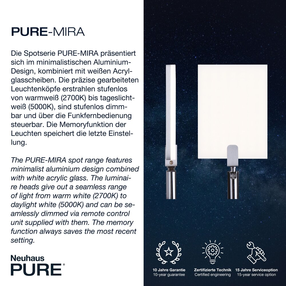Lampadaire Paul Neuhaus PURE-MIRA LED Noir, 1 lumière, Télécommandes