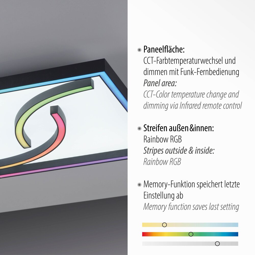 Plafonnier Paul Neuhaus SERPENT LED Noir, 1 lumière, Télécommandes, Changeur de couleurs
