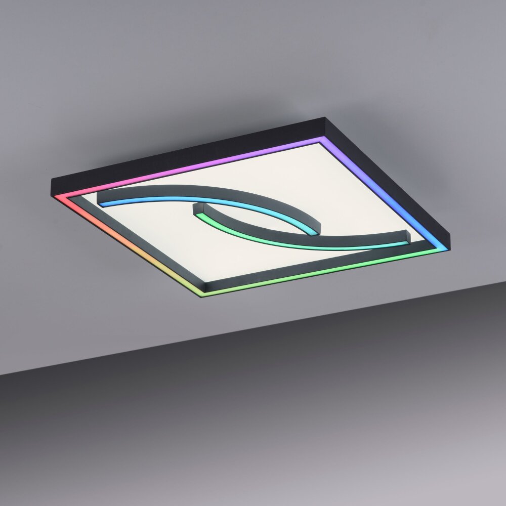 Plafonnier Paul Neuhaus SERPENT LED Noir, 1 lumière, Télécommandes, Changeur de couleurs