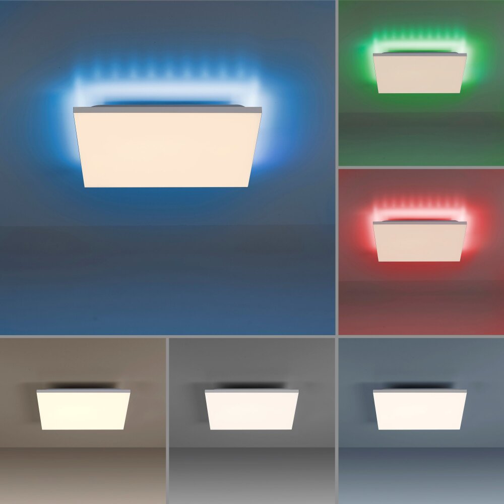 Plafonnier Leuchten-Direkt CONRAD LED Blanc, 2 lumières, Télécommandes, Changeur de couleurs