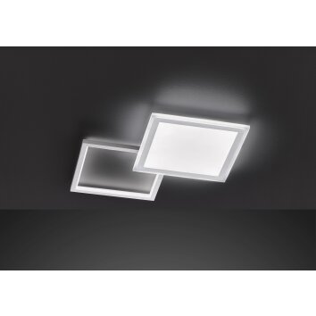 Plafonnier Wofi ZENIT LED Aluminium brossé, 2 lumières, Télécommandes