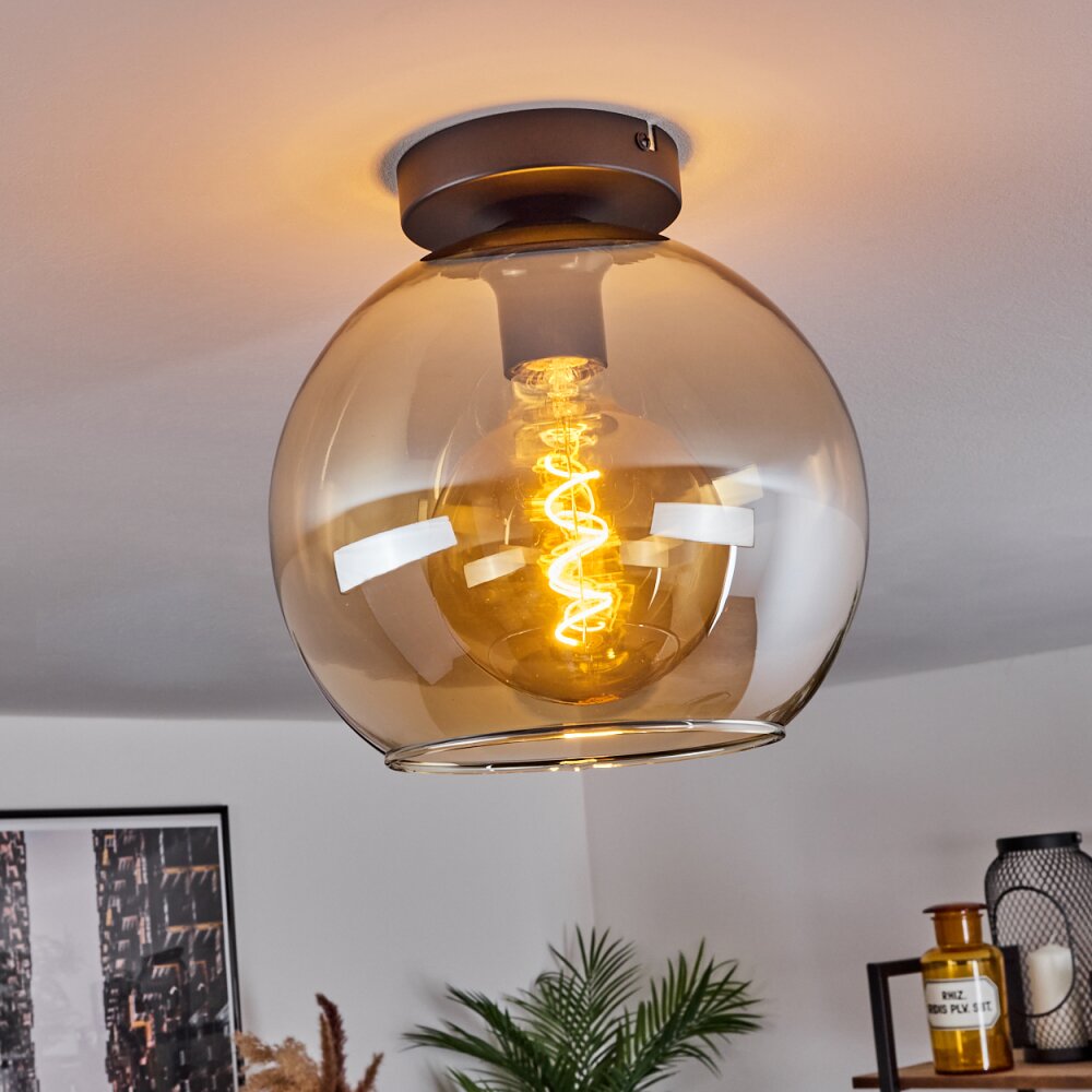 Plafonnier Verre 25 cm Koyoto Ambre, 1 lumière