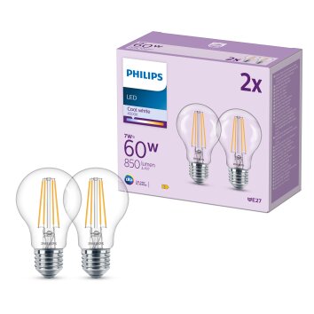 Philips Classic Lot de 2 LED E27 7 watt 4000 kelvin 850 lumen