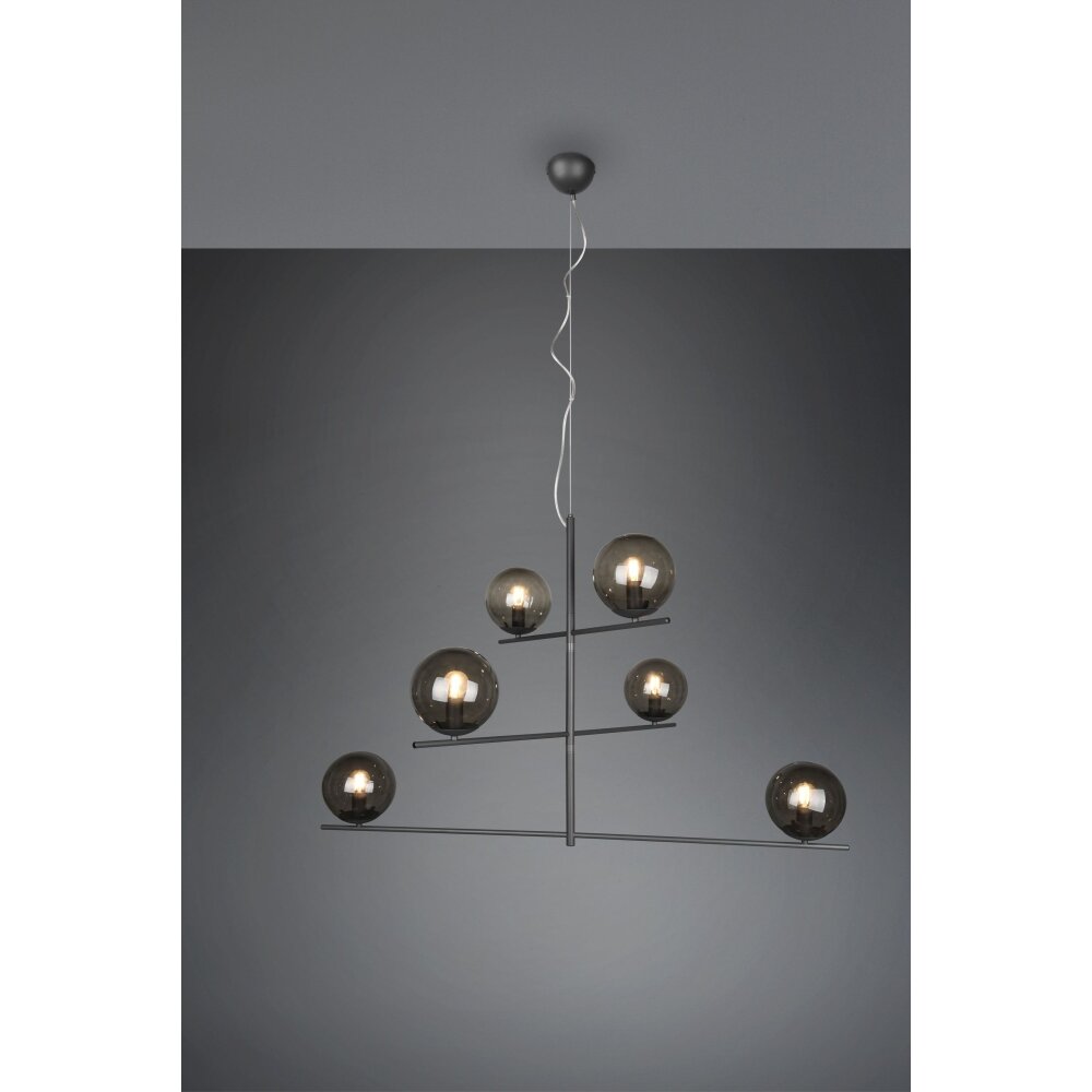 Suspension Trio Pure Anthracite, 6 lumières