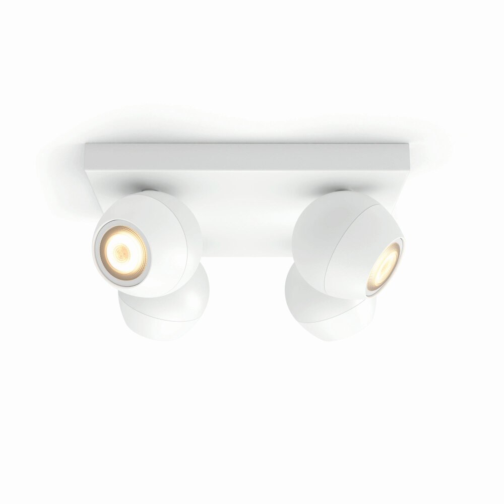 Plafonnier Philips Hue Buckram LED Blanc, 4 lumières, Télécommandes