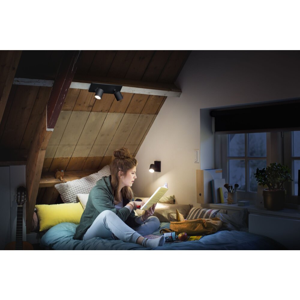 Plafonnier Philips Hue Runner LED Noir, 2 lumières, Télécommandes
