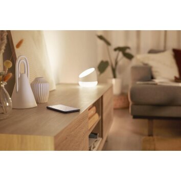 Lampe de table Philips WiZ SQUIRE LED Blanc, 1 lumière, Télécommandes, Changeur de couleurs
