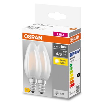 OSRAM CLASSIC B Lot de 2 LED E14 4 watt 2700 kelvin 470 lumen
