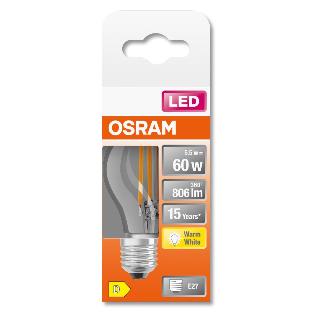 OSRAM LED Retrofit E27 5,5 watt 2700 kelvin 806 lumen