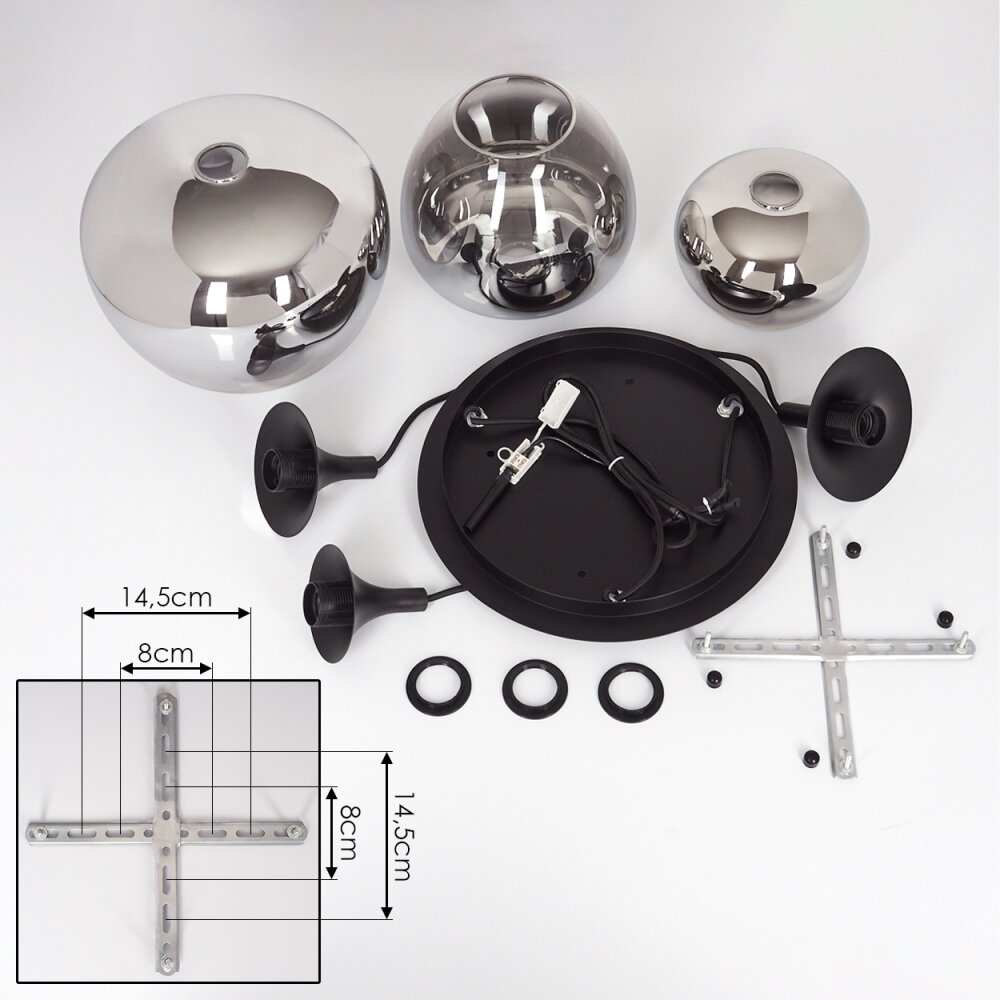 Suspension Azurara Noir, 3 lumières