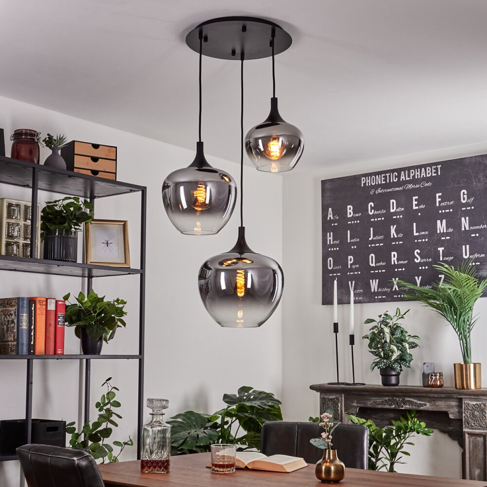 Suspension Azurara Noir, 3 lumières