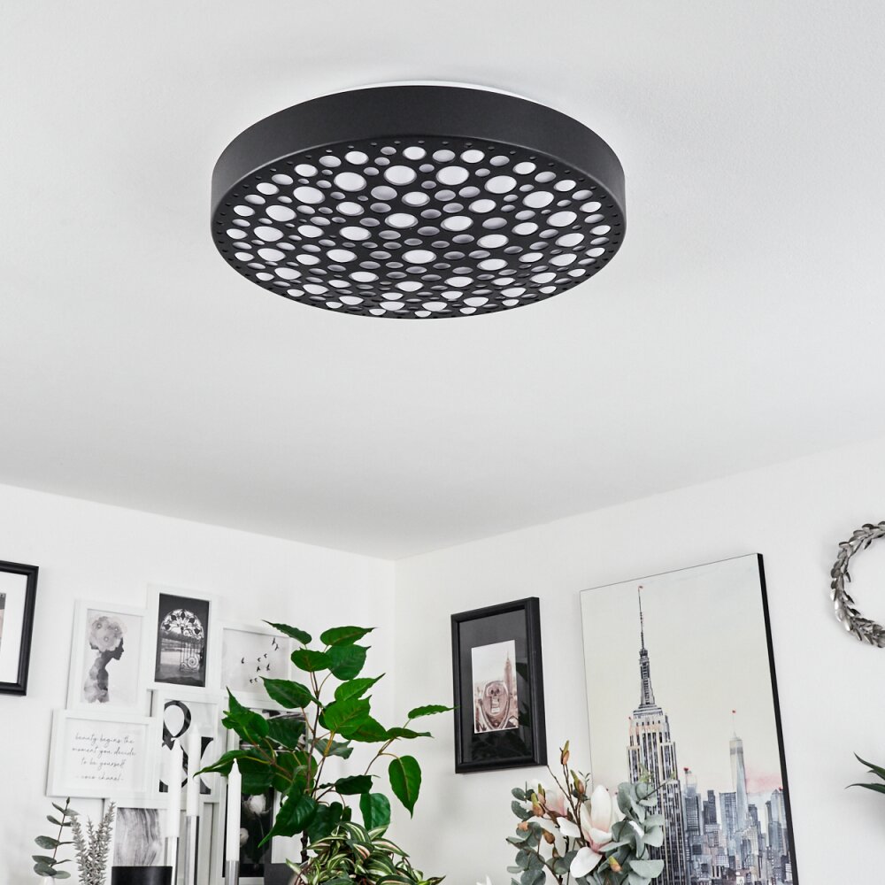 Plafonnier Agodim LED Noir, Blanc, 1 lumière, Télécommandes, Changeur de couleurs