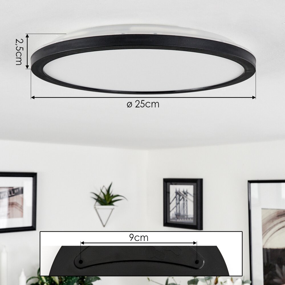 Plafonnier Tamesch LED Noir, 1 lumière