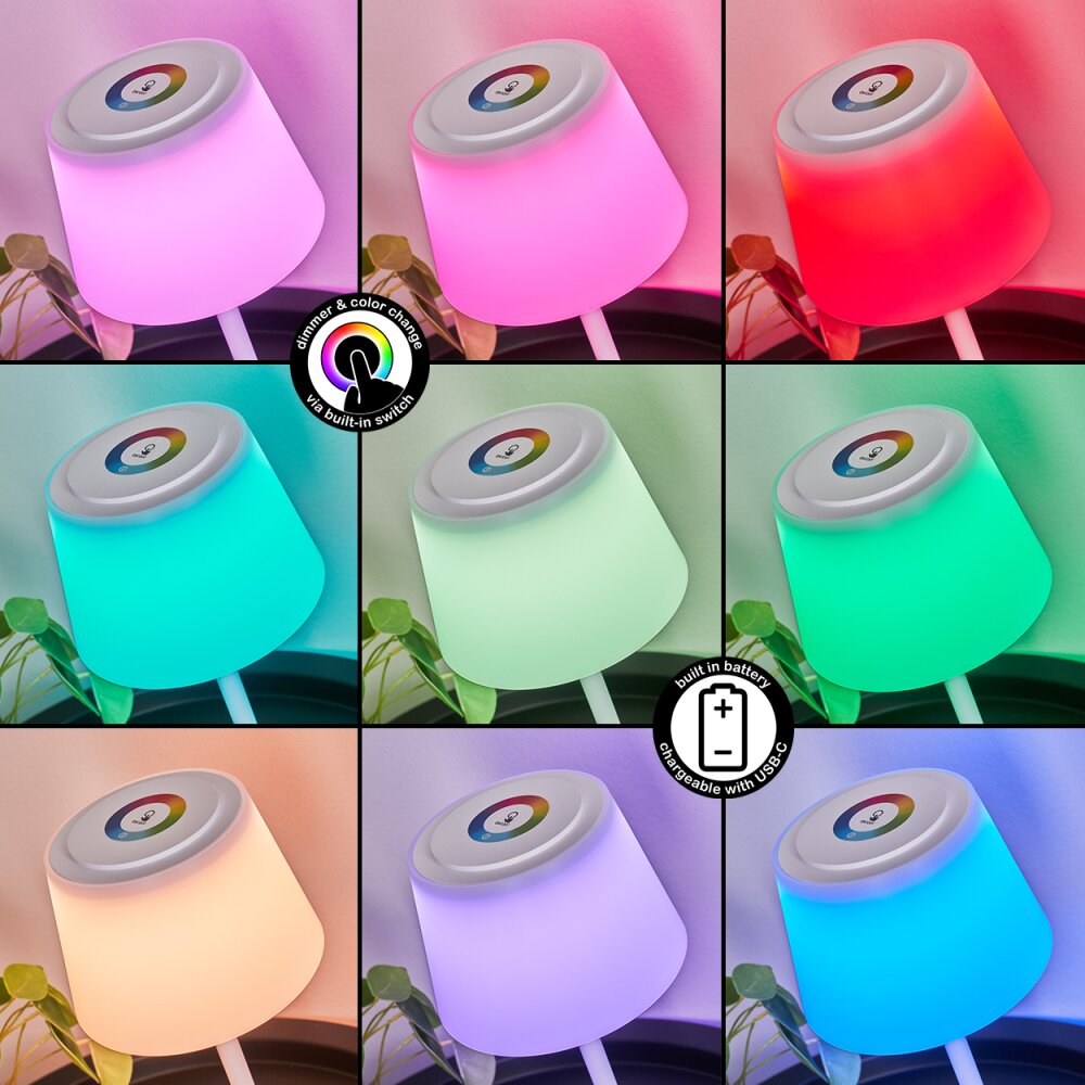 Lampe à poser Burzaco LED Blanc, 1 lumière, Changeur de couleurs