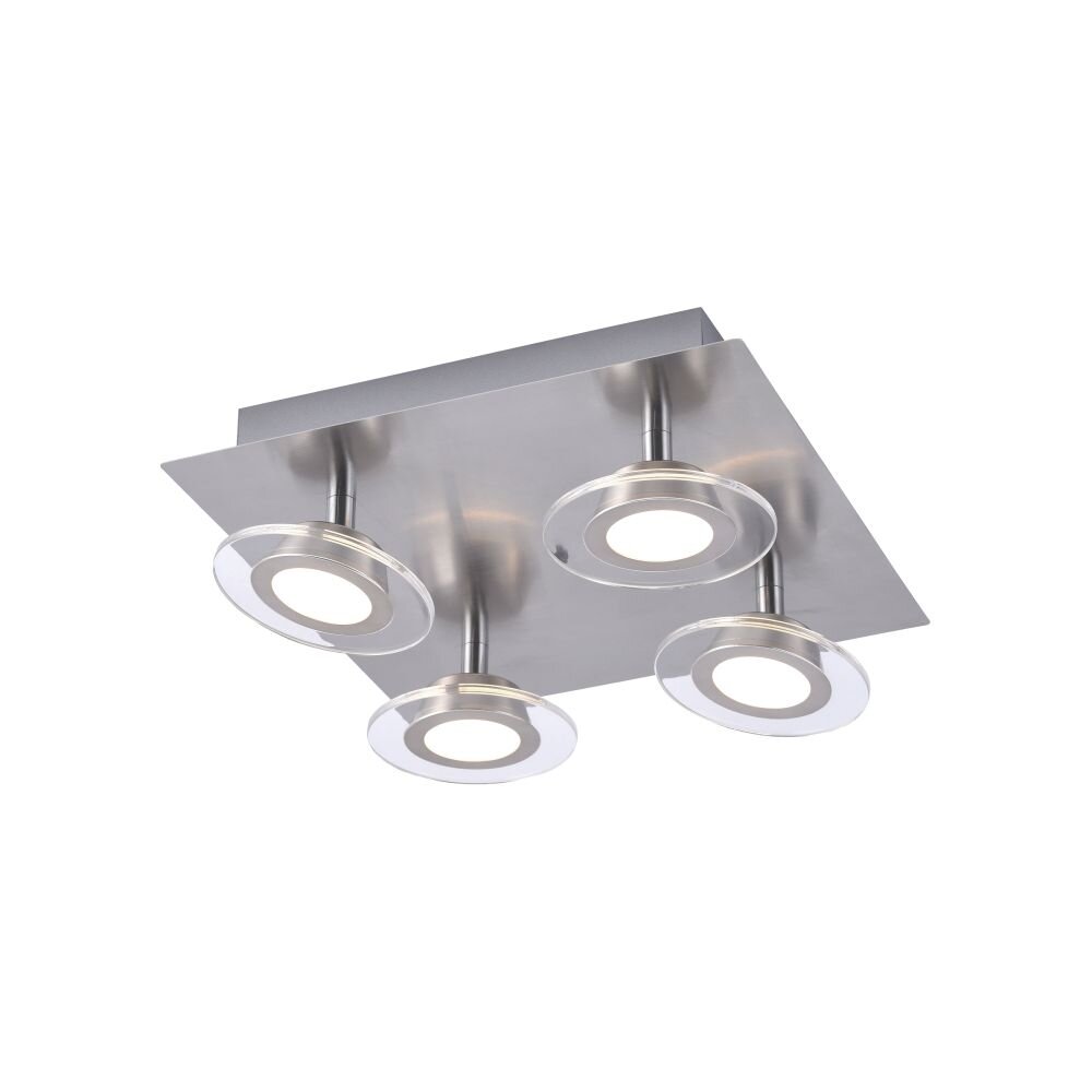 Plafonnier Leuchten Direkt LOLA-MIKE LED Acier inoxydable, 4 lumières, Télécommandes, Changeur de couleurs