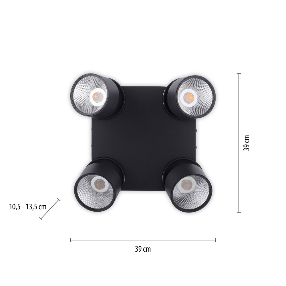 Plafonnier Paul Neuhaus PURE-NOLA LED Noir, 4 lumières