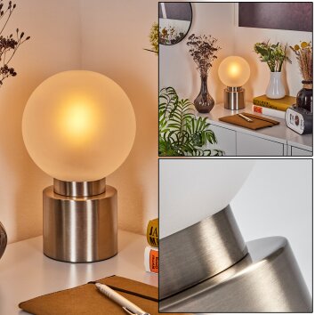 Lampe de table Flawil Nickel mat, 1 lumière