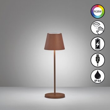 Lampe de table FHL easy Cosenza 2.0 LED Rouille, 1 lumière, Changeur de couleurs