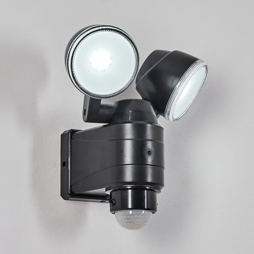Applique murale d'extérieur Anyarhwi LED Noir, 2 lumières, Détecteur de mouvement