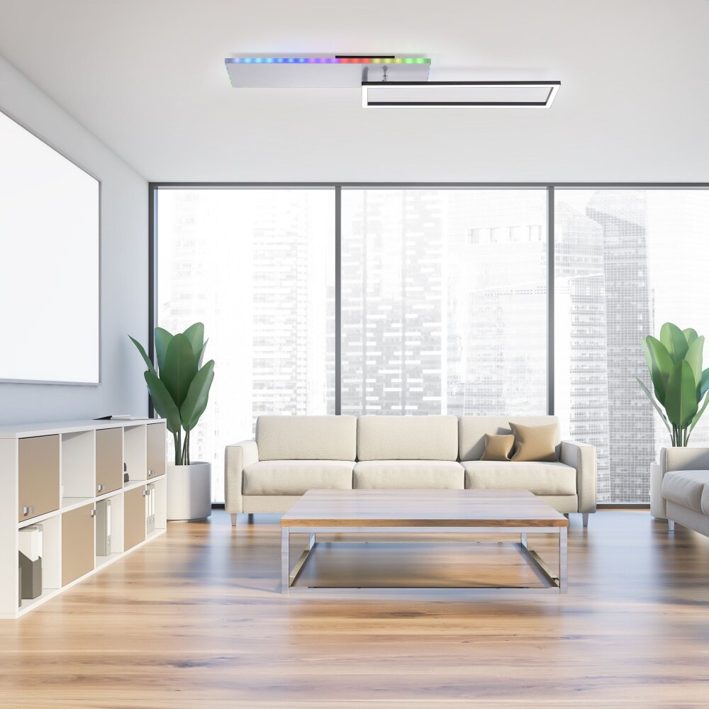 Plafonnier Leuchten Direkt RENDA LED Argenté, 2 lumières, Télécommandes, Changeur de couleurs main product photo