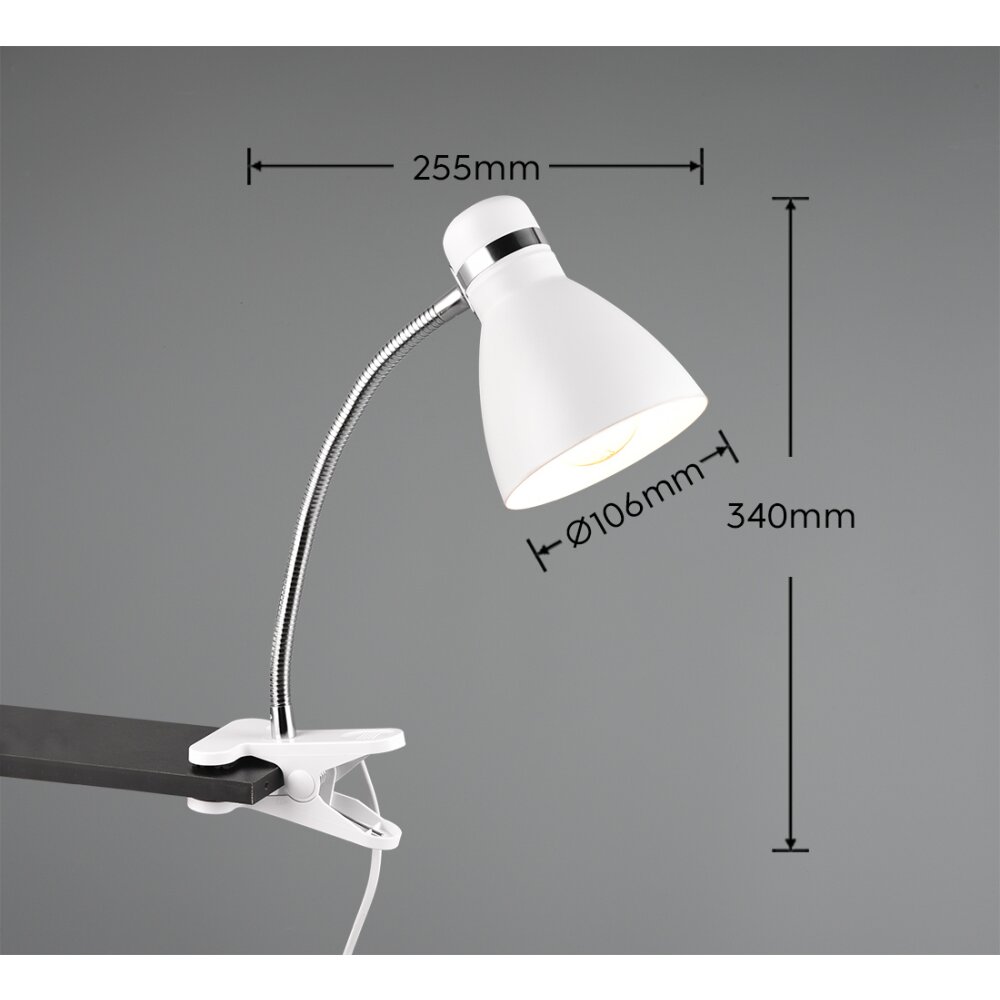 lampe â clipper Reality HARVEY Chrome, Blanc, 1 lumière