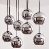 Suspension - Verre Koyoto Chrome, Fumé, 8 lumières