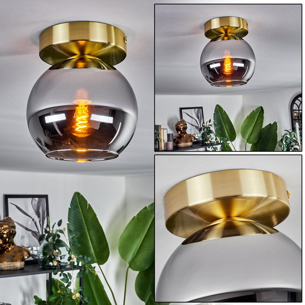 Plafonnier - Verre Koyoto Laiton, Noir, 1 lumière main product photo