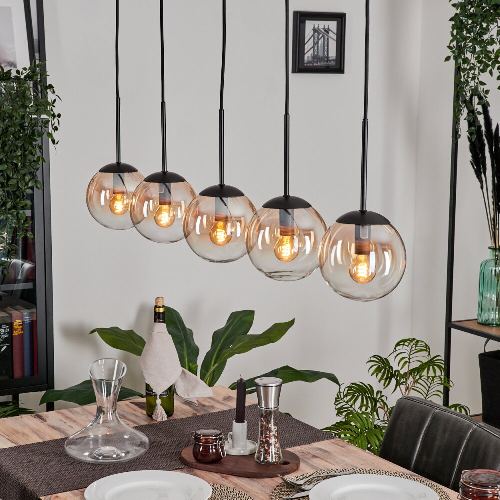 Suspension - Verre Gastor Ambre, Clair, 5 lumières main product photo