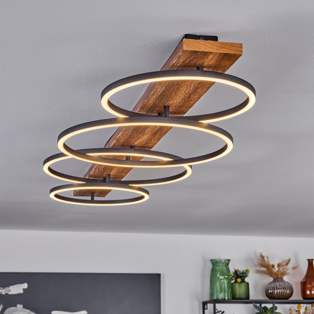 Plafonnier Pompu LED Écru, Noir, 1 lumière