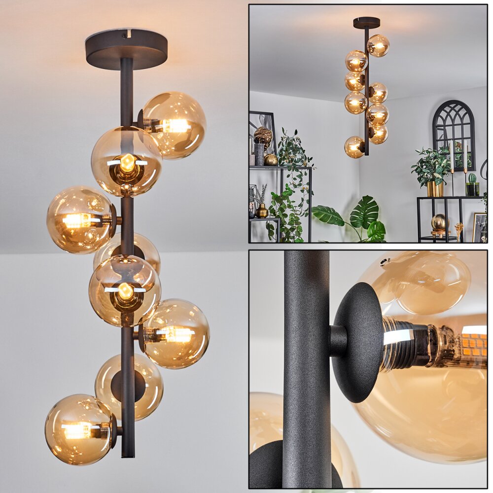 Plafonnier - Verre 10 cm Chehalis Ambre, 8 lumières main product photo