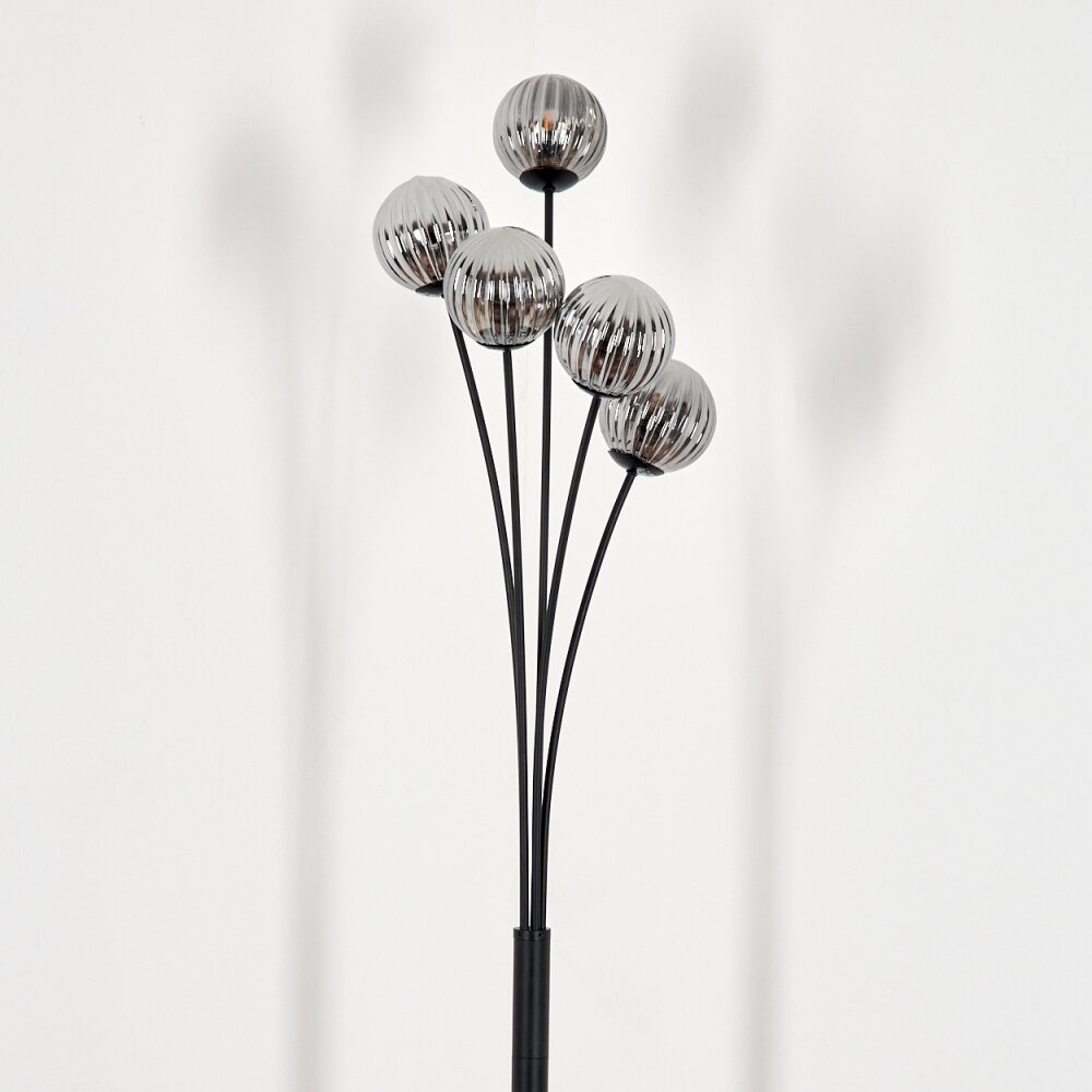 Lampadaire - Verre 10 cm Bernado Fumé, 5 lumières