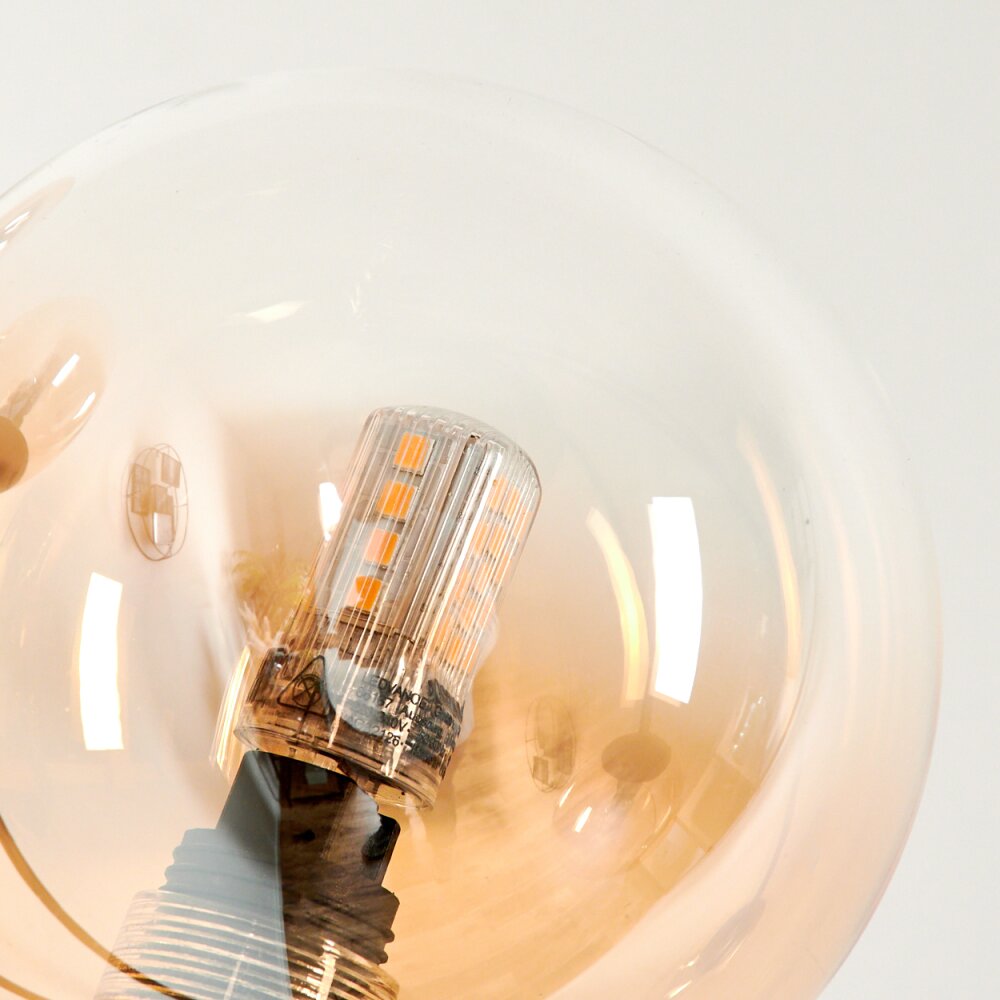 Lampadaire - Verre 10 cm Bernado Ambre, Clair, 5 lumières