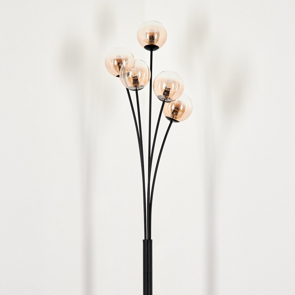 Lampadaire - Verre 10 cm Bernado Ambre, Clair, 5 lumières