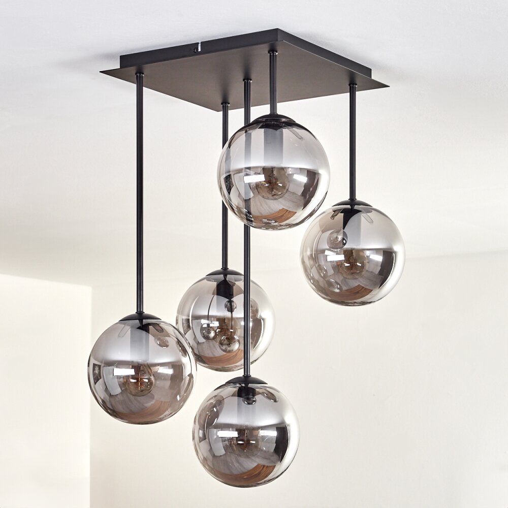 Plafonnier - Verre 15 cm Gastor Fumé, 5 lumières