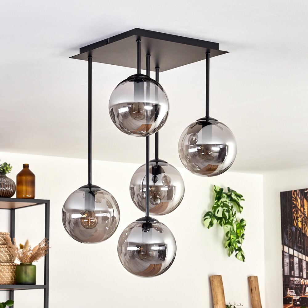 Plafonnier - Verre 15 cm Gastor Fumé, 5 lumières