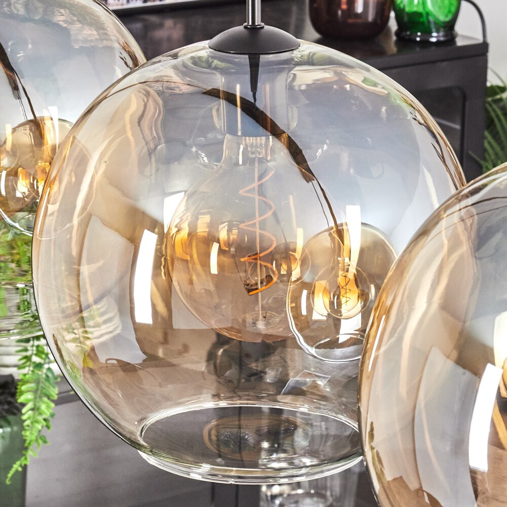 Suspension - Verre 30 cm Koyoto Ambre, Clair, 4 lumières