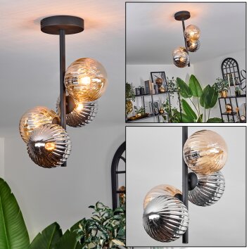 Plafonnier - Verre 12 cm Chehalis Ambre, Fumé, 4 lumières