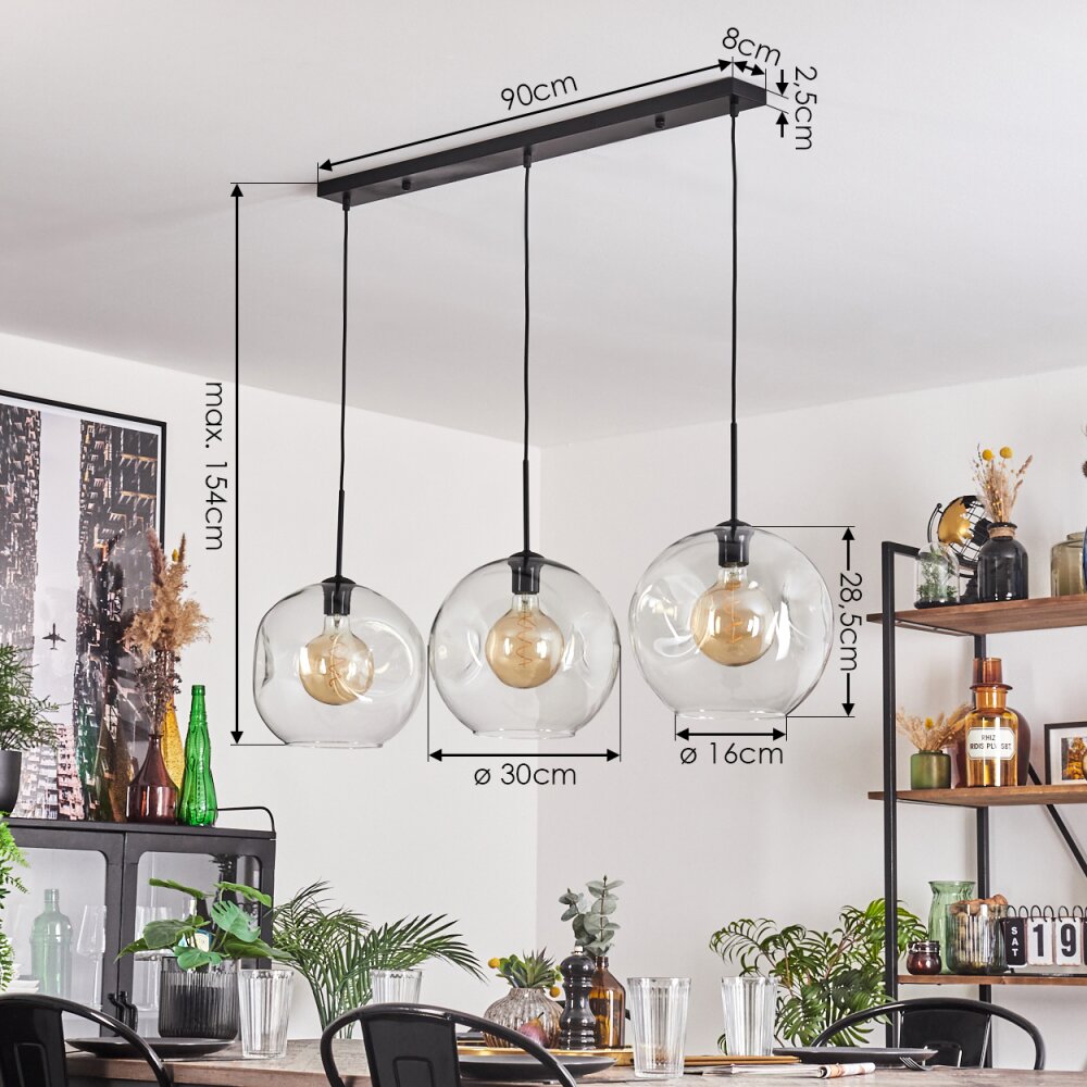 Suspension - Verre 30 cm Ripoll Clair, 3 lumières