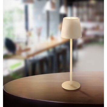 Lampe de table Globo VANNIE LED Sable, Blanc, 1 lumière