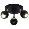 Plafonnier rond à spots Brilliant Ina LED Chrome, Noir, 3 lumières